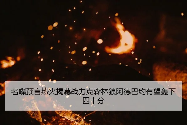 名嘴预言热火揭幕战力克森林狼阿德巴约有望轰下四十分